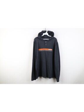 Vintage Arctic Cat Snowmobiles Mens Medium Spell Out Henley Hoodie Sweatshirt
